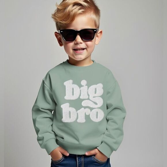 NWT Big Brother Sweatshirt Big Bro Chenille Patch Letter Pullover Crewneck 5T - Picture 1 of 6